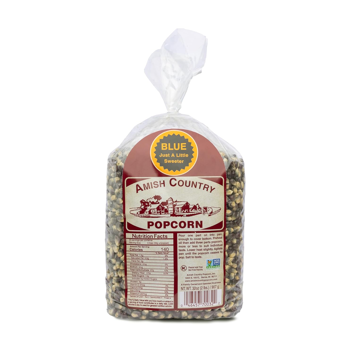 Amish Country Popcorn Blue Heirloom Kernels 2-Pound Bag by Amish Country Popcorn - American Made