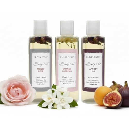 Olivia Care Body Oil Trio - Apricot Fig, French Rose & Jasmine Gardenia (3 pack