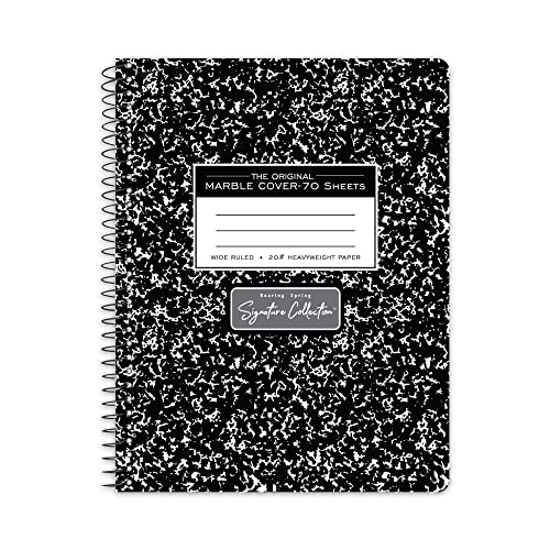 Roaring Spring Signature Composition Notebook Wirebound Spiral Wide Ruled 70 Sheets by Roaring Spring Paper Products - American Made