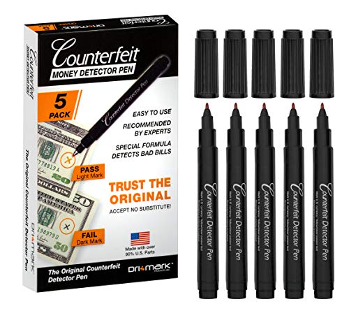Dri Mark CFD5PK Counterfeit Bill Detector Marker Pen, 3 Times More Ink, Pocket Size, Fake Money Checker - Mone