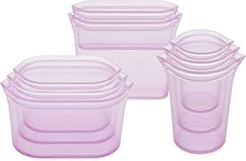 Zip Top Reusable Silicone Food Storage Full Set of 8 — Lavender