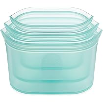 Zip Top Reusable Silicone Dish Set of 3 — Teal