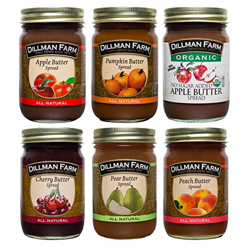 Dillman Farm Fruit Butter Variety Pack (6 pack)| Apple Butter, Pumpkin Butter, No Sugar Added Organic Apple Bu