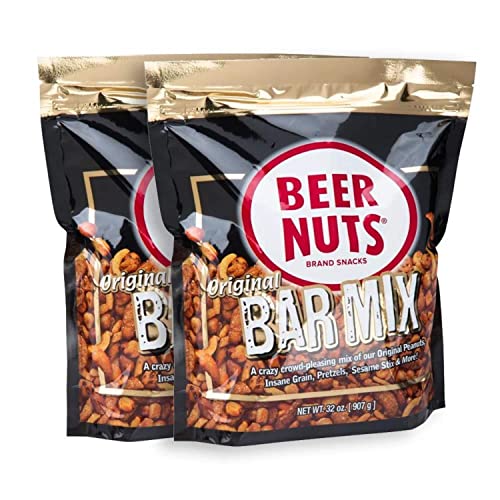 BEER NUTS Original Bar Mix, Made With Redskin Peanuts (32oz Bag, 2pk)