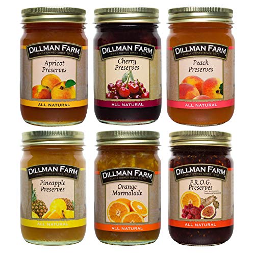 Dillman Farm Refreshing Preserves Variety Pack (6 pack)| Apricot Preserves, Cherry Preserves, Peach Preserves