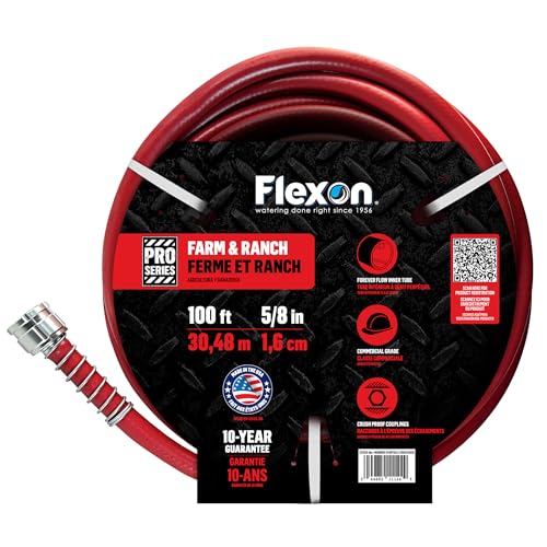 Flexon Farm and Ranch 5/8 Inch x 100 Foot Red Garden Hose by Flexon - American Made