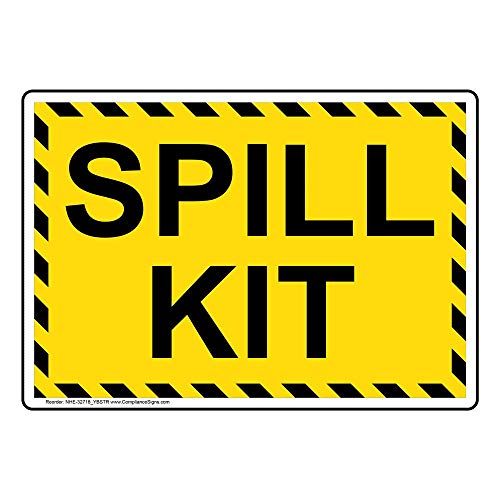 ComplianceSigns.com Spill Kit Label Decal, 7 x 5 inch Flexible Vinyl with Adhesive Backing for Industrial Noti