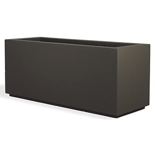 PolyStone Milan Rectangular Trough Planter – 43" x 15" x 19" – Large Lightweight Indoor/Outdoor Planter Box –