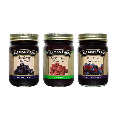 Dillman Farm All Natural Berry Preserves Variety 3 Pack |Blackberry Preserves, Raspberry Preserves & Very Berr by Dillman Farm - American Made