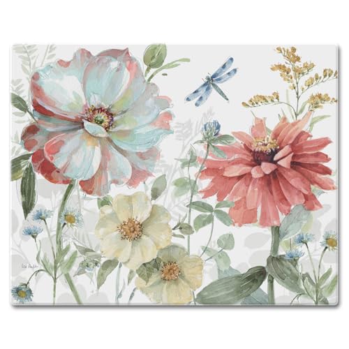 CounterArt Spring Meadow 3mm Tempered Glass Cutting Board 15" x 12"