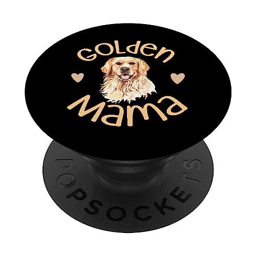 Crazy Dog Mama Designs Golden Mama Cute Golden Retriever Dog Mom Pet PopSockets Adhesive PopGrip for Smartphon by Dog Crazy Designs - American Made