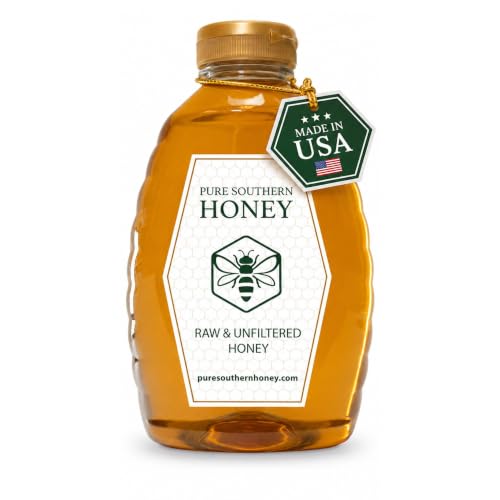 100% Authentic, USA - Made Raw Unfiltered Honey, Pure Southern Honey [ 2 lb] - Unheated - Non - GMO, No Additi