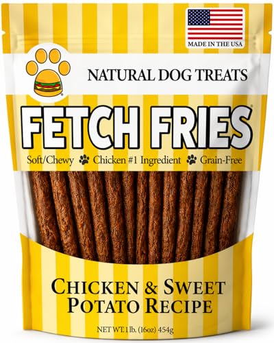 Fetch Fries Chicken and Sweet Potato Dog Treats, Soft Chicken Jerky for Small and Large Breeds, Naturally Heal