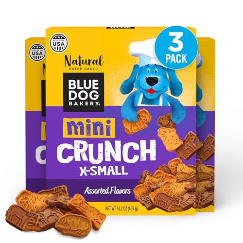 Blue Dog Bakery, Mini Crunch Assorted Biscuit, Small Dog Treats 16oz 3pk