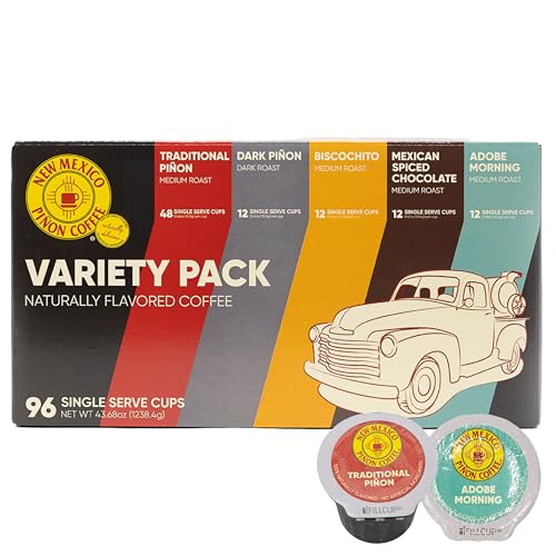 New Mexico Piñon Coffee K-Cups Variety Pack, Medium & Dark Roast, 96 Pods