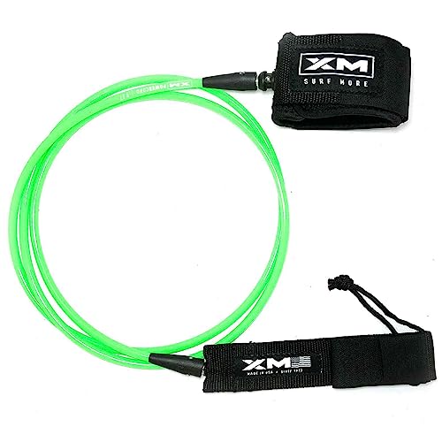 XM SURF MORE Premium Surfboard Leash, 7ft, Regular Cord Thickness (.270in), Key Pocket, Unbreakable Swivels, D