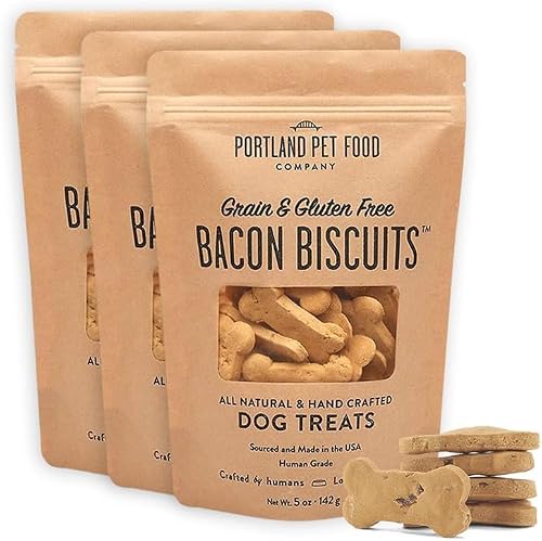 Portland Pet Food Bacon Dog Treats - Healthy, Grain-Free Biscuits, 3 Pack by Portland Pet Food Company - American Made