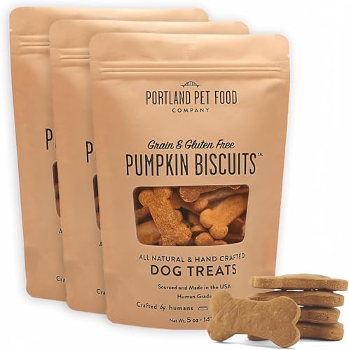 Portland Pet Food Pumpkin Dog Treats, Healthy, Grain-Free Biscuits 3 Pack