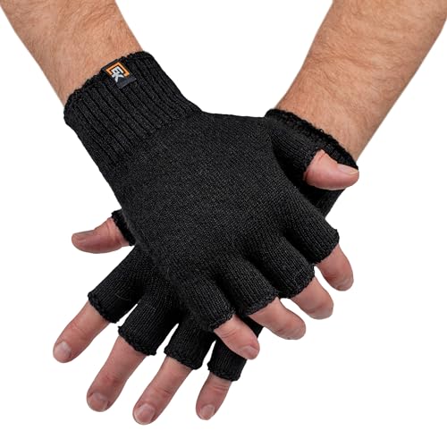 Evolution Knitwear Men's Baby Alpaca Fingerless Gloves, Soft Knit Winter Gloves for Typing, Driving & Everyday by Evolution Knitwear - American Made