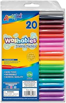 Liqui-Mark Fineline Washable Markers 20 Assorted Colors by Liqui-Mark - American Made