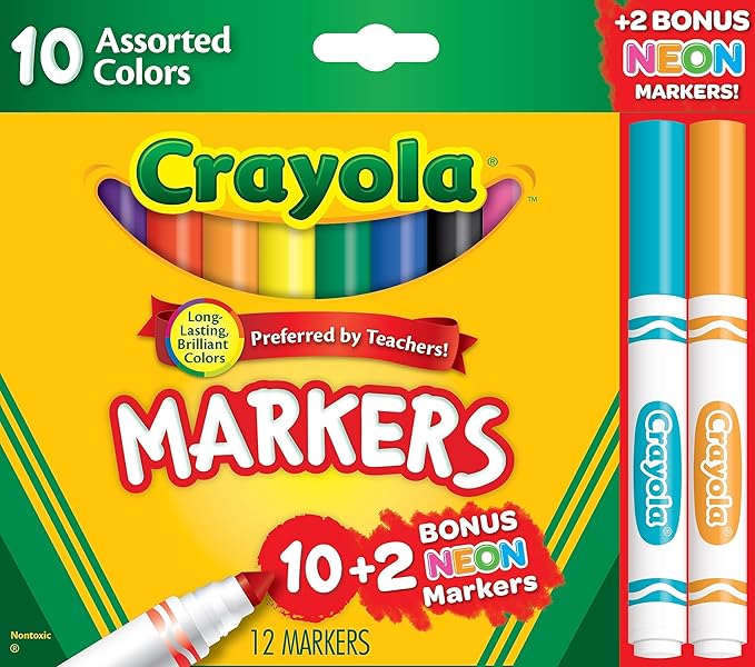 Crayola Markers Assorted Colors Bonus Pack 12-Count by Crayola - American Made