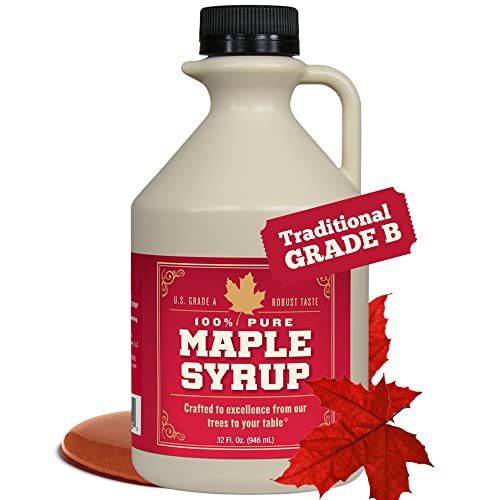 Grade B Maple Syrup 32 Oz Jug – 100% Pure Maple Syrup (Now Grade A Dark) Bold, Robust Flavor – Artisan Maple S