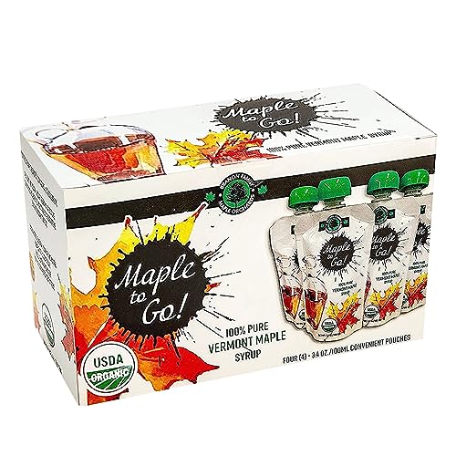 Maple to Go! - Pure Organic Vermont Maple Syrup Packets - Small Maple Syrup Bottles with Resealable Twist Cap|