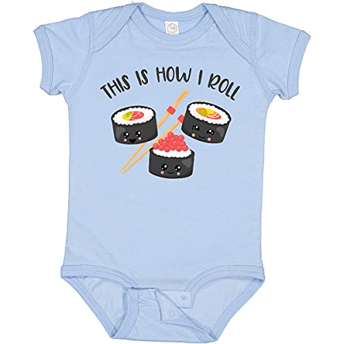 inktastic Kawaii How I Roll Sushi Baby Bodysuit 6 Months 0100 Light Blue 38b8d