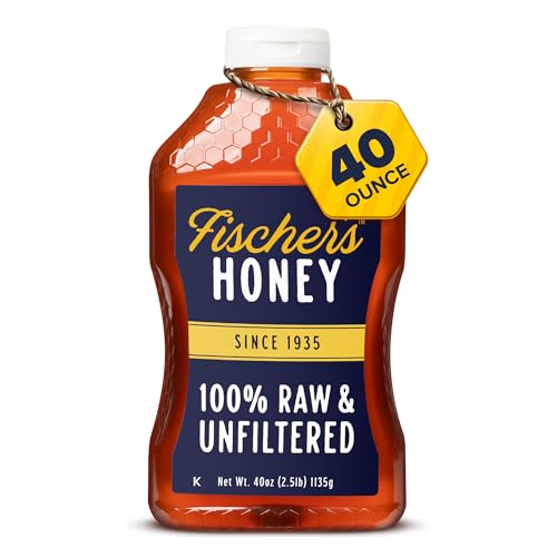 Fischer’s 100% Pure, Raw & Unfiltered Honey - All-Natural Sweetener - Rich Flavor Profile, Packed with Nutrien