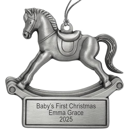 Indiana Metal Craft Rocking Horse Ornament – Personalized Christmas Ornament with Custom Engraving, 2.5 Inch