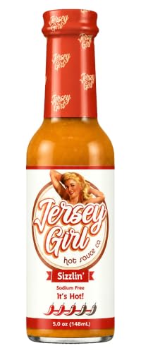 Jersey Girl Hot Sauce Co Sizzlin' No Sodium/Salt Free Hot Sauce - Made with Scorpion & Ghost Pepper 5 Oz (Spic