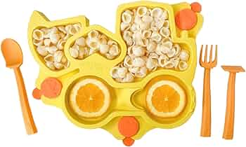 Constructive Eating Yellow Truck Suction Plate for Toddlers by Constructive Eating - American Made