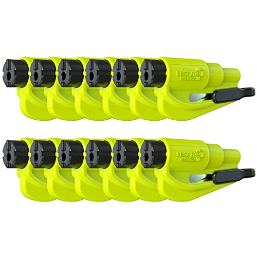 resqme The Original Emergency Keychain Car Escape Tool, 2-in-1 Seatbelt Cutter and Window Breaker, Pack of 12