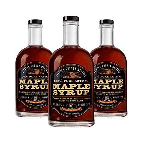 Lincoln County Reserve 100% Pure Maple Syrup with Robust Taste - 100% Pure Artisan Maple Syrup, 24 oz Glass Bo
