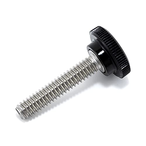 TSD 1/4"-20 x 1-1/4" Stainless Thumb Screw Black Round Knob USA (4 Pack)