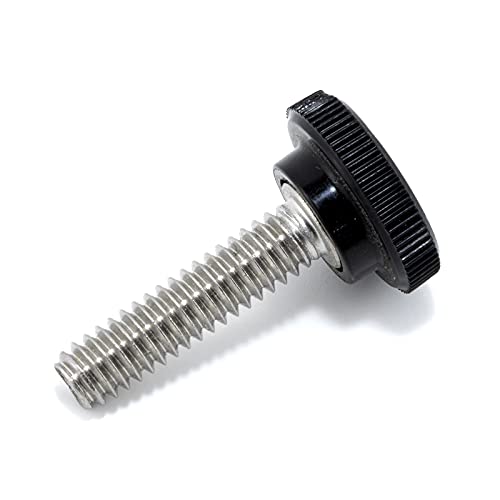 TSD 1/4"-20 x 1 Stainless Thumb Screw Black Round Knob USA (4 Pack)
