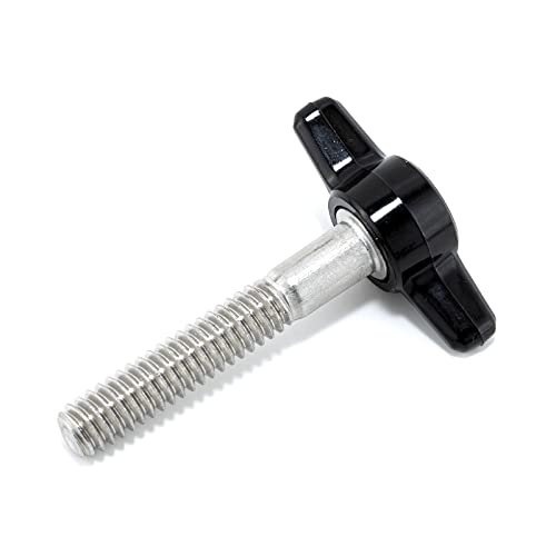 1/4"-20 x 1-1/2" Thumb Screw Stainless Steel - Black Tee Wing Plastic Knob - Standard/Coarse Thread Thumbscrew