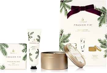 Thymes Frasier Fir Hand Cream Travel Tin Candle Bar Soap Gift Set