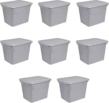 Sterilite 18 Gallon Storage Tote 8-Pack Gray by Sterilite - American Made