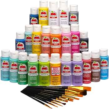 Apple Barrel Art Lessons Paint and Brush Starter Set 34-Piece by Apple Barrel - American Made