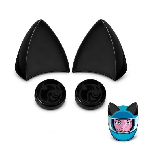 Helmet Flair Magnetic Cat Ears for Motorcycle, Bike & Snow Helmets - Black- fits motorcycle, bike, ski and sno