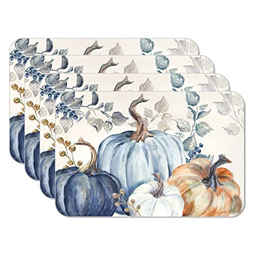 CounterArt Pumpkin Blues Reversible Easy Care Placemat 4 Pack