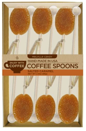 Melville Candy Coffee Spoons, Salted Caramel, 6 Count Gift Box | Salted Caramel coffee spoons that sweeten and