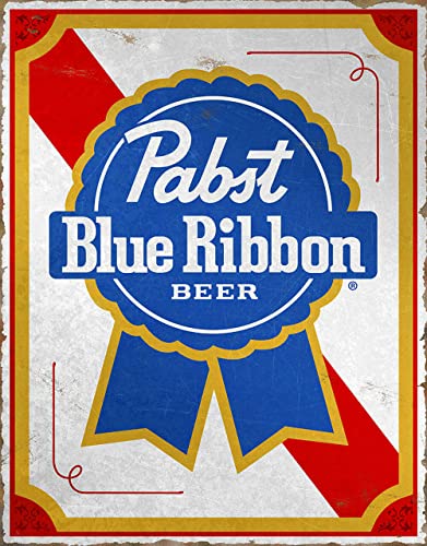 Desperate Enterprises PBR - Pabst Blue Ribbon Beer Tin Sign - Nostalgic Vintage Metal Wall Décor