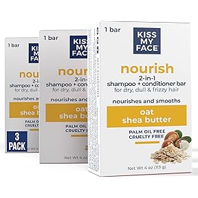 Kiss My Face 2-in-1 Shampoo + Conditioner Bar Strengthen Dry Frizzy Hair by Kiss My Face - American Made