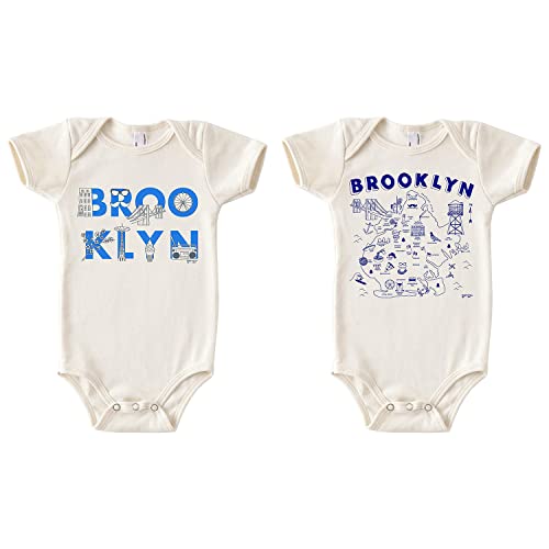 MAPTOTE Font and Map One Piece-Unisex Baby Organic Cotton Sleeve Bodysuits - Brooklyn, 6-12 Months by MAPTOTE - American Made