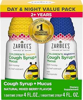 Zarbees Childrens Honey Cough Syrup Day and Night Value Pack by Zarbee's - American Made