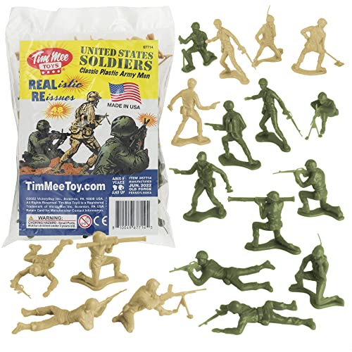 TimMee Plastic Army Men - OD Green vs Tan 48pc Toy Soldier Figures