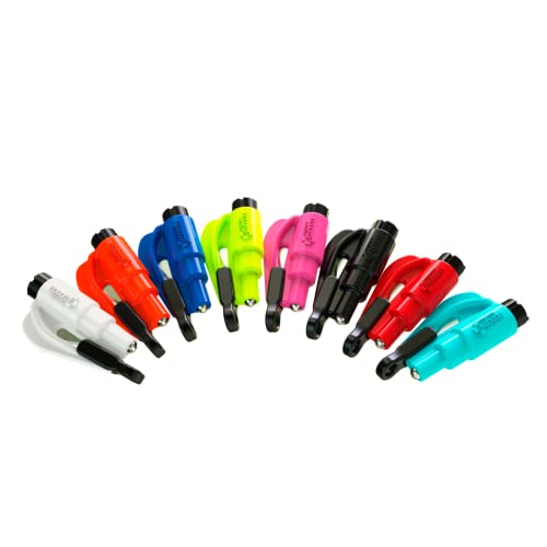 resqme The Original Emergency Keychain Car Escape Tool, 2-in-1 Seatbelt Cutter and Window Breaker, Rainbow Pac