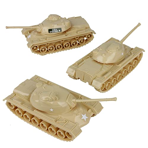 TimMee Toy Tanks for Plastic Army Men - Tan WW2 3pc
